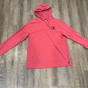 Champion Men’s XL Long Sleeve T-Shirt Style Red Hoodie Hooded Pullover Shirt